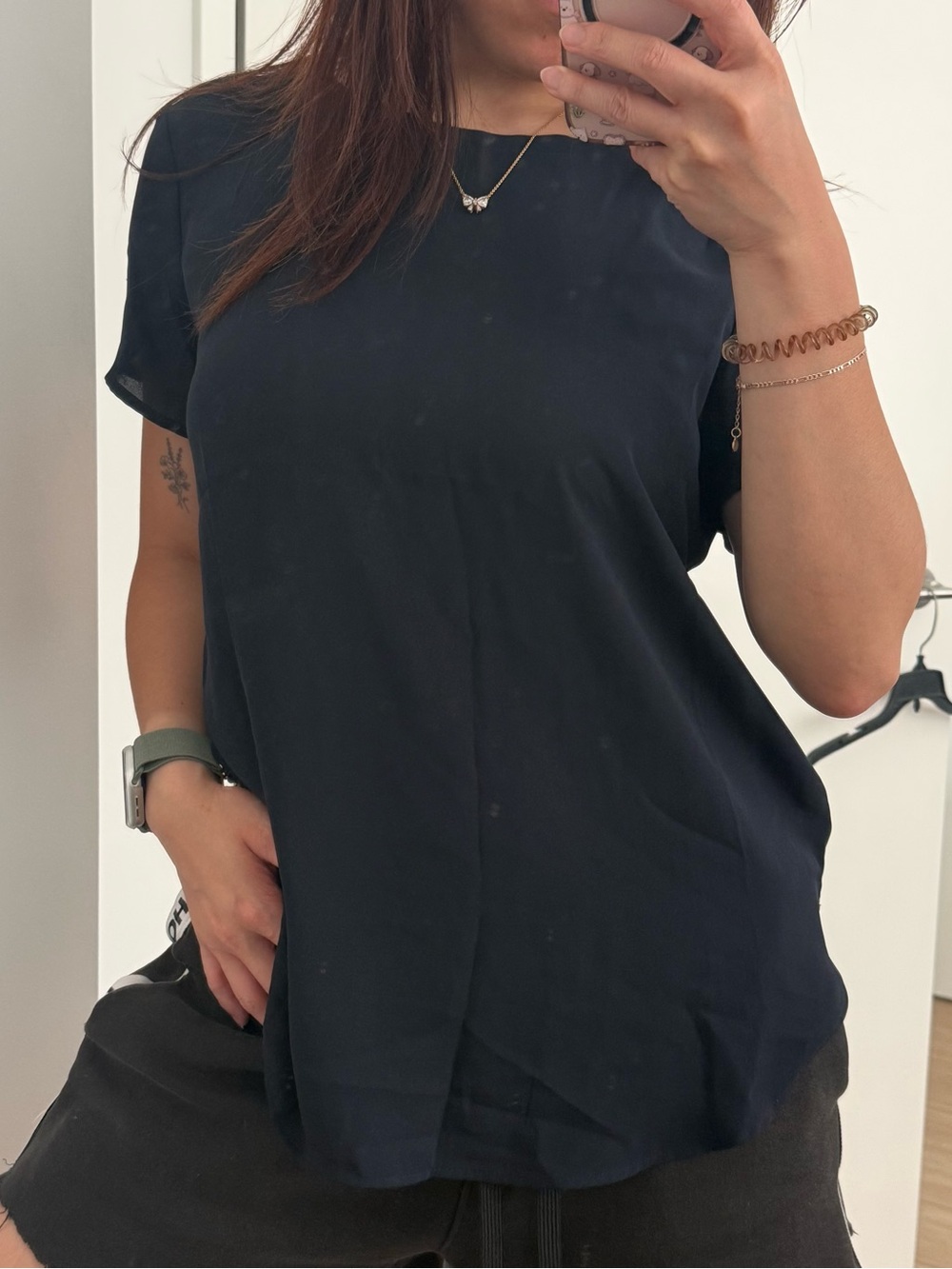Ann Taylor Navy Blue Short Sleeve Blouse